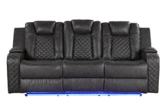 BENZ LED & Power Recliner 2 PC Made With Faux Leather in Black (NJ INVENTORY)