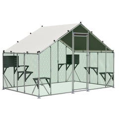 Extra Sturdy 3x2m Outdoor Metal Cat Cage – DIY Solid Wood Platform, Double Safety Lock & Enhanced Stability, Multi-Pet Use, Waterproof Tarp Included