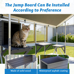 Extra Sturdy 3x2m Outdoor Metal Cat Cage – DIY Solid Wood Platform, Double Safety Lock & Enhanced Stability, Multi-Pet Use, Waterproof Tarp Included