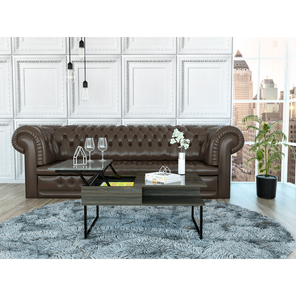 Atlanta Lift Top Coffee Table, One Shelf, Carbon Espresso / Onyx
