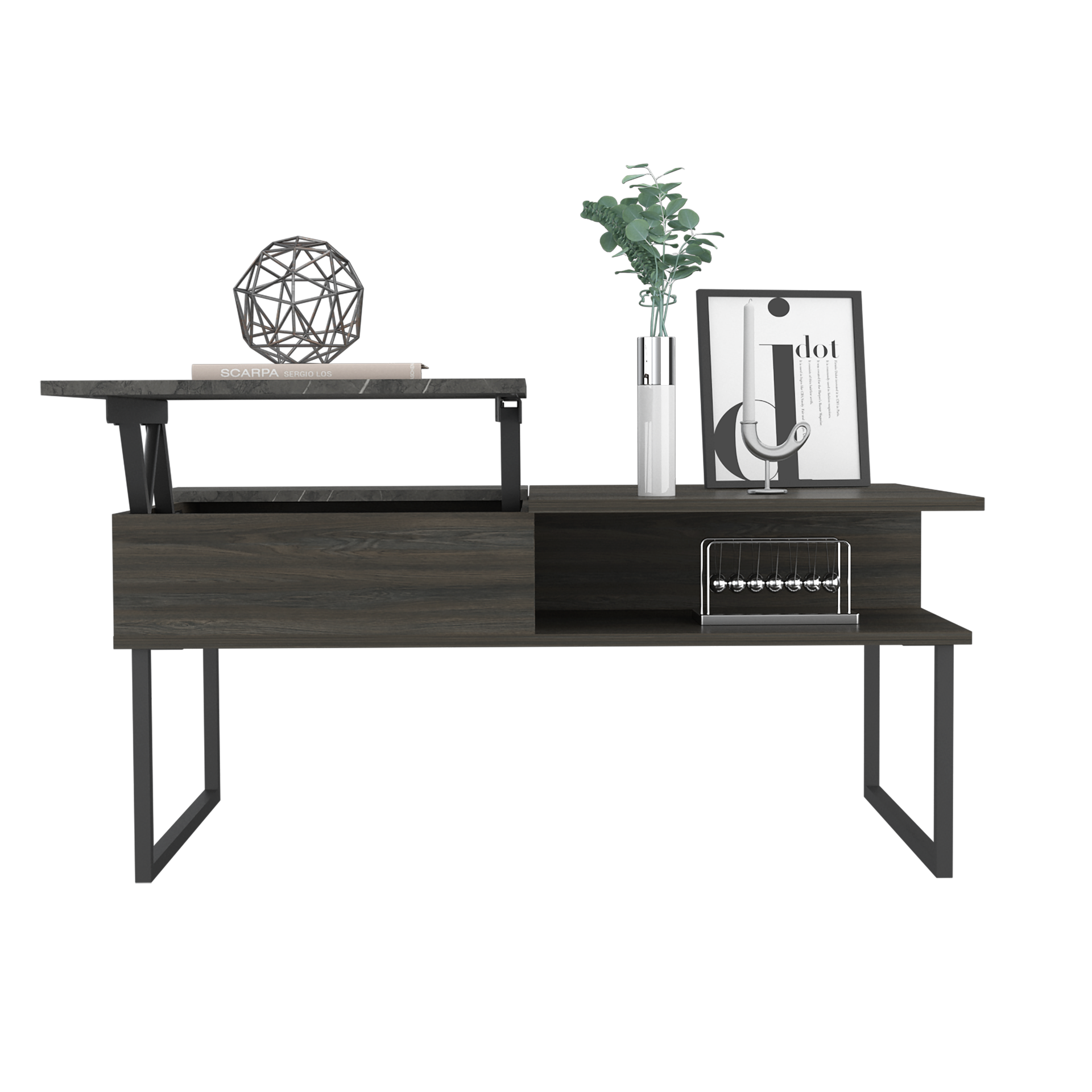 Atlanta Lift Top Coffee Table, One Shelf, Carbon Espresso / Onyx