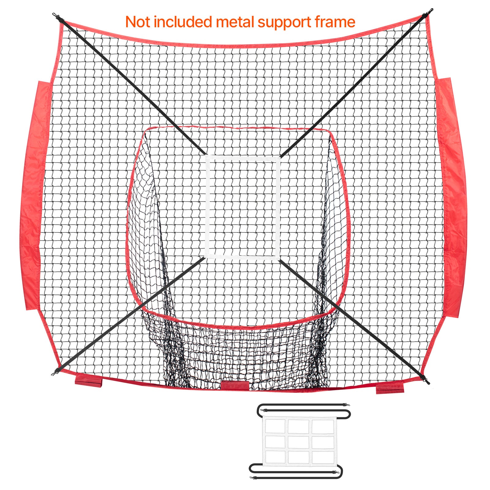 7x7 ft Baseball Softball Practice Net, Portable Baseball Training Net for Hitting Batting Catching Pitching, Backstop Baseball Equipment Training Aids with Strike Zone