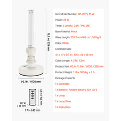UV Light 25W Ultraviolet Lamp with Ozone Purifier UVC Lamp with Remote Control