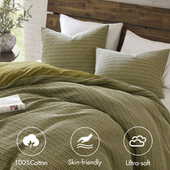 3PCS Full/Queen Waffle Washed Duvet Set
