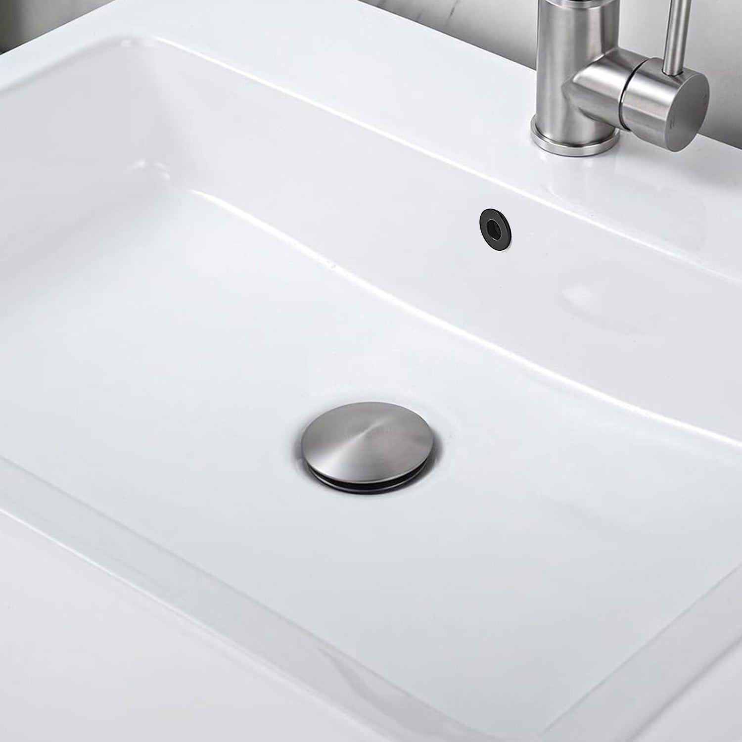 2 Pcs Bathroom Sink Drain with Overflow, Vessel Sink Lavatory Vanity Pop Up Drain Stopper, 304 Stainless Steel