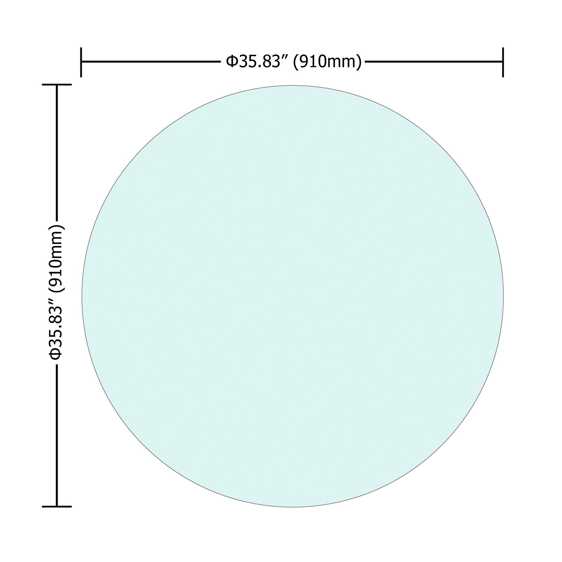 36"Inch Round Tempered Glass Table Top Clear Glass 1/4"Inch Thick Round Polished Edge