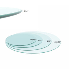 36"Inch Round Tempered Glass Table Top Clear Glass 1/4"Inch Thick Round Polished Edge