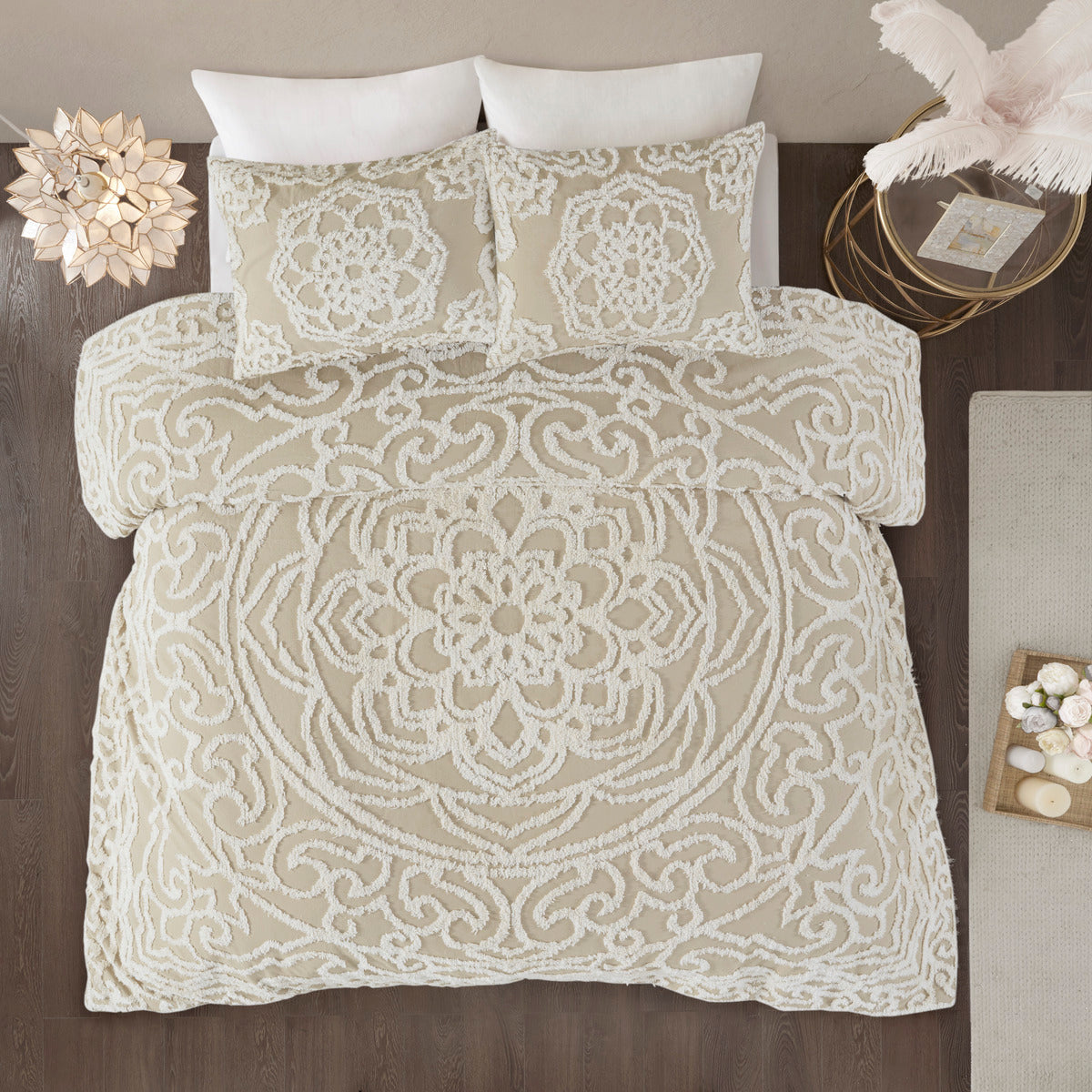 Full/Queen 3 piece Tufted Cotton duvet cover set