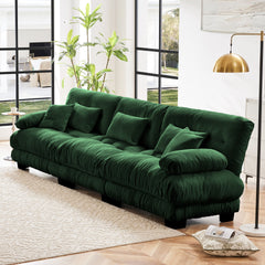 3-Seater Sectional Sofa Modular Deep Seat Sofa Couch , Chenille Sofa Soft Comfy Upholstered Furniture for Living Room, Apartment, Studio, Office,Chenille,Green