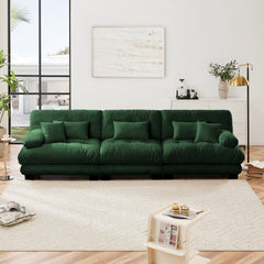 3-Seater Sectional Sofa Modular Deep Seat Sofa Couch , Chenille Sofa Soft Comfy Upholstered Furniture for Living Room, Apartment, Studio, Office,Chenille,Green