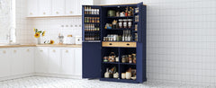 [Assembly Video Provided]TOPMAX 40.2x20x71.3inch High Freestanding Kitchen Pantry Large Cupboard Storage Cabinet with 2 Drawers, 2 Adjustable Shelves, 8 Door Shelves for Kitchen, Dining Room,Blue
