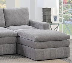 Contemporary 6pc Set Modular Sectional Set 2x One Arm Chair / Wedge 2x Armless Chairs 2x Ottomans Granite Color Morgan Fabric Plush Living Room Furniture