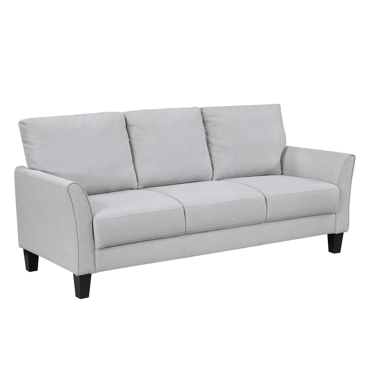 Modern Contemporary Upholstered Sofa Gray Plush Seat Comfort Durable Solid Wood Living Room Furniture 3-Seater Couch 1pc