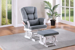 Luxurious Upholstered Glider Chair w Ottoman Dark Gray Microfiber Gliding Motion Chair Plush Cushion Seat Wooden Base