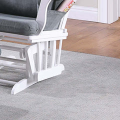 Luxurious Upholstered Glider Chair w Ottoman Dark Gray Microfiber Gliding Motion Chair Plush Cushion Seat Wooden Base