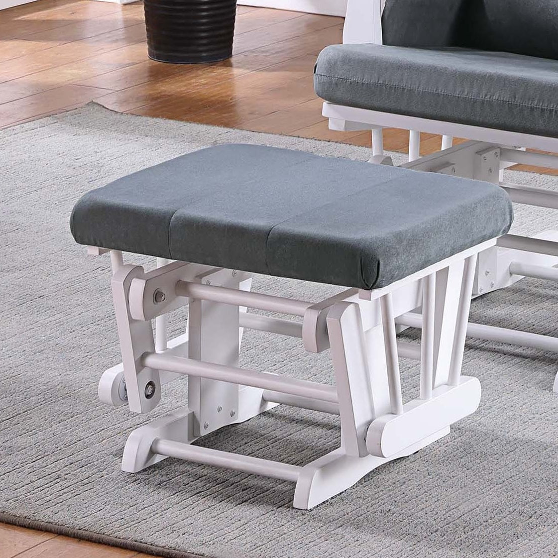 Luxurious Upholstered Glider Chair w Ottoman Dark Gray Microfiber Gliding Motion Chair Plush Cushion Seat Wooden Base