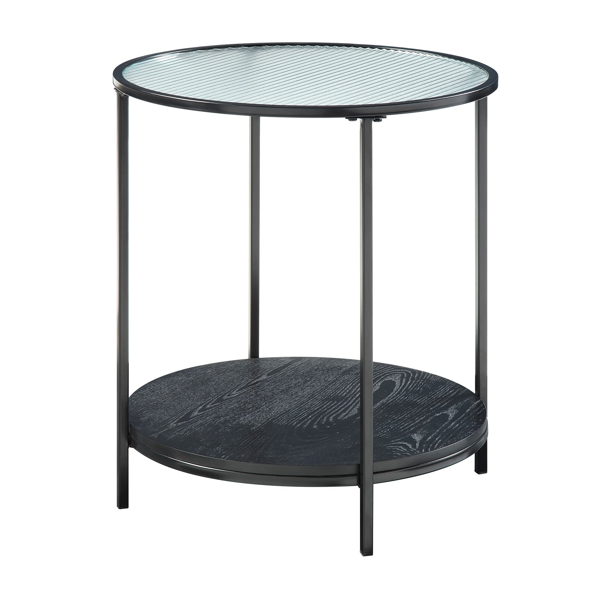 2pc Modern Occasional Table Set Coffee Table Glass Top End Table Black Metal Finish Living Room Furniture