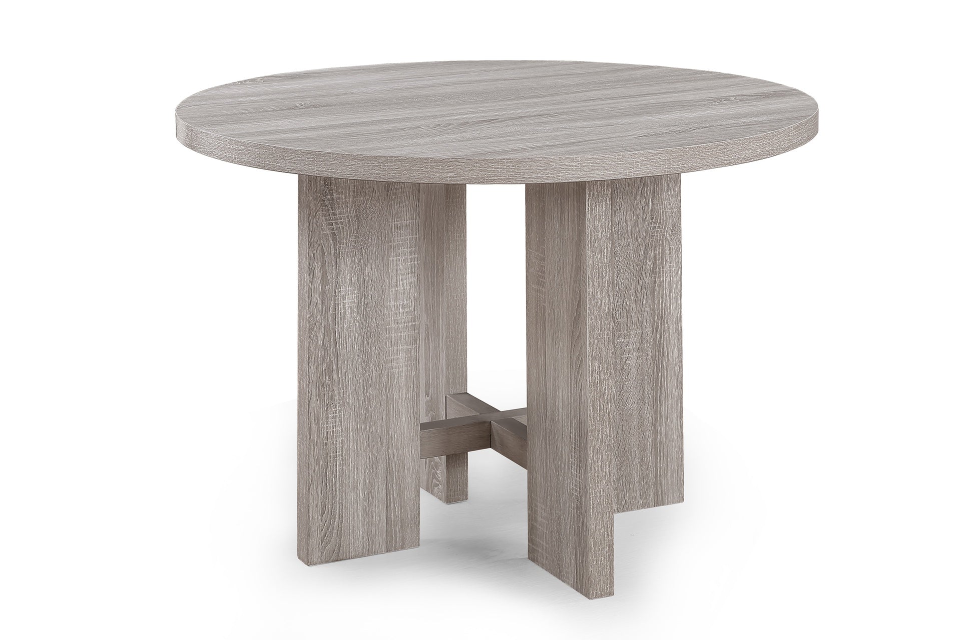 5pc Dining Set Round Table Upholstered Chairs Wooden Dining Room Furniture Beige Drift wood Finish