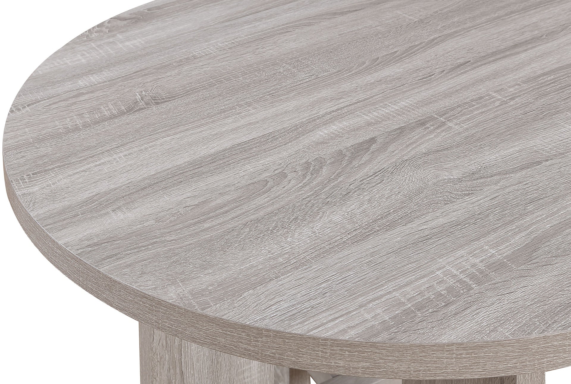 5pc Dining Set Round Table Upholstered Chairs Wooden Dining Room Furniture Beige Drift wood Finish