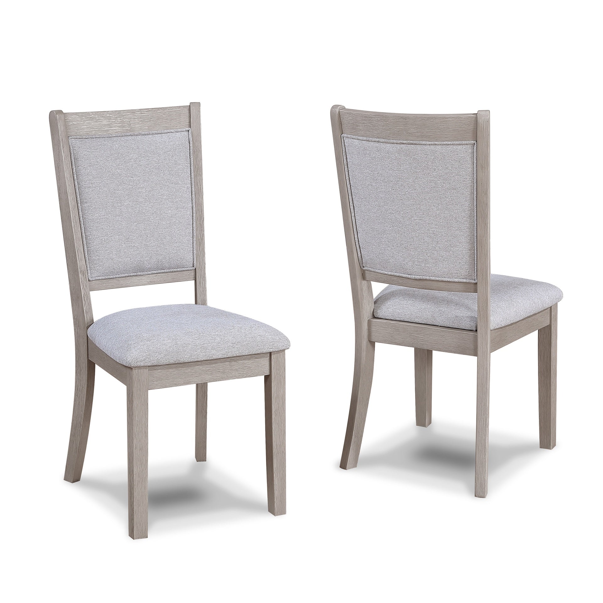 5pc Dining Set Round Table Upholstered Chairs Wooden Dining Room Furniture Beige Drift wood Finish