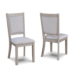 5pc Dining Set Round Table Upholstered Chairs Wooden Dining Room Furniture Beige Drift wood Finish
