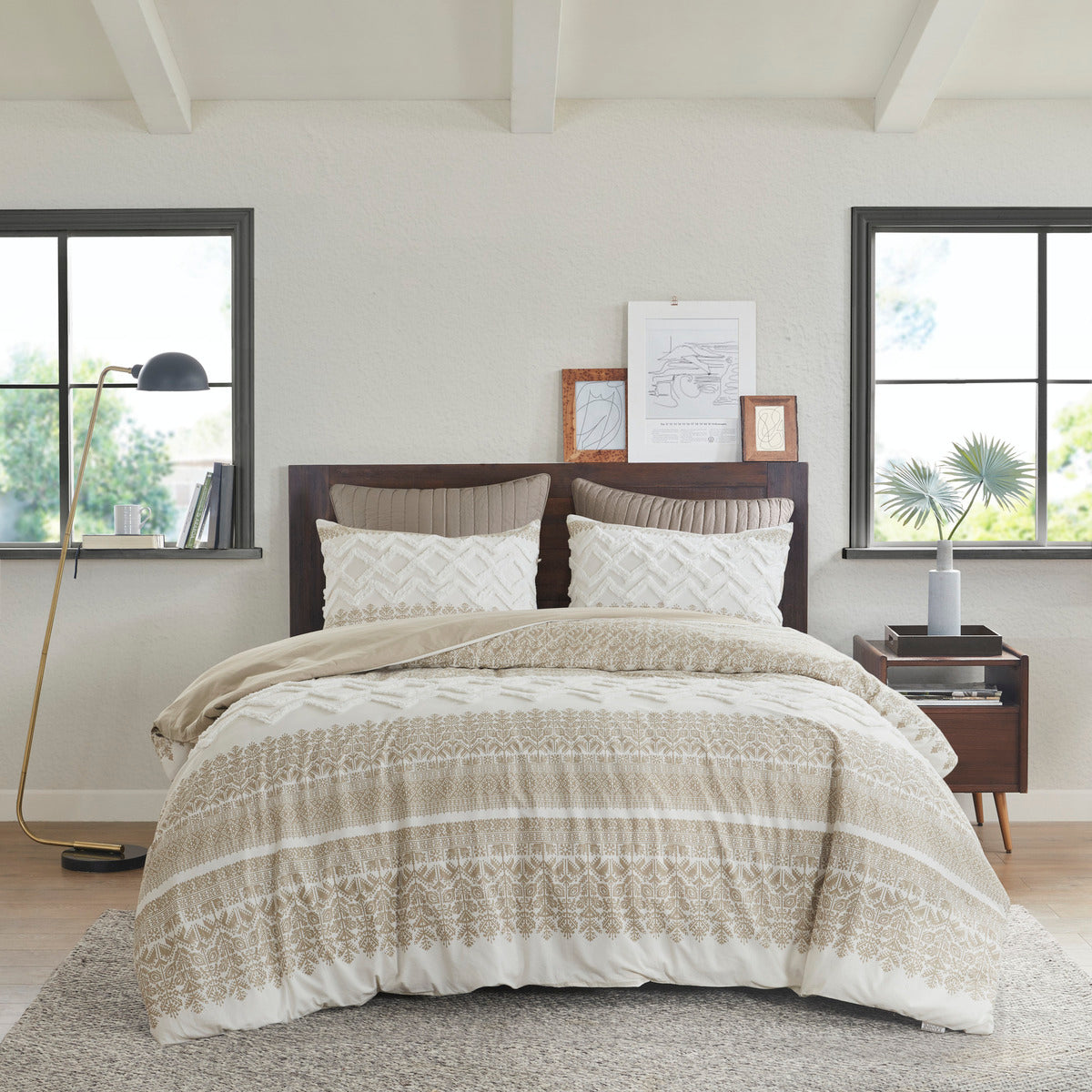 King/Cal King 3 Piece Cotton Duvet Cover Set with Chenille Tufting