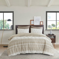 King/Cal King 3 Piece Cotton Duvet Cover Set with Chenille Tufting