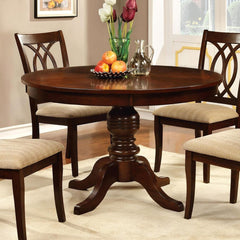Contemporary Style 5pc Dining Set Brown Cherry Solid wood Round Pedestal Table 4x Side Chairs Dining Room Furniture