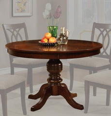 Contemporary Style 1pc Dining Table Brown Cherry Solid wood Round Pedestal Table Kitchen Breakfast Table
