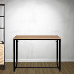 Bali Coastal Modern Console Table Natural Wood Top with Black Metal Legs