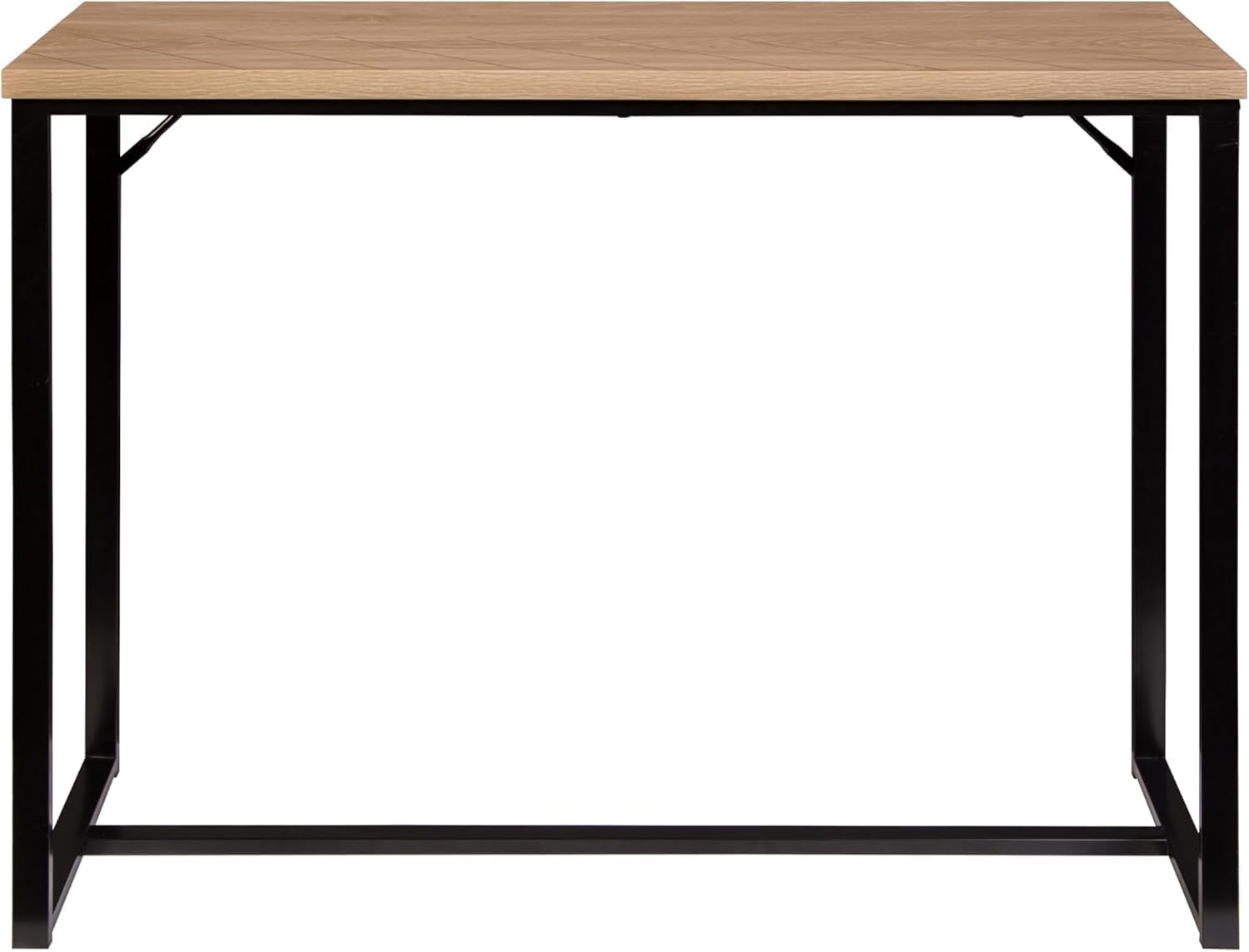 Bali Coastal Modern Console Table Natural Wood Top with Black Metal Legs