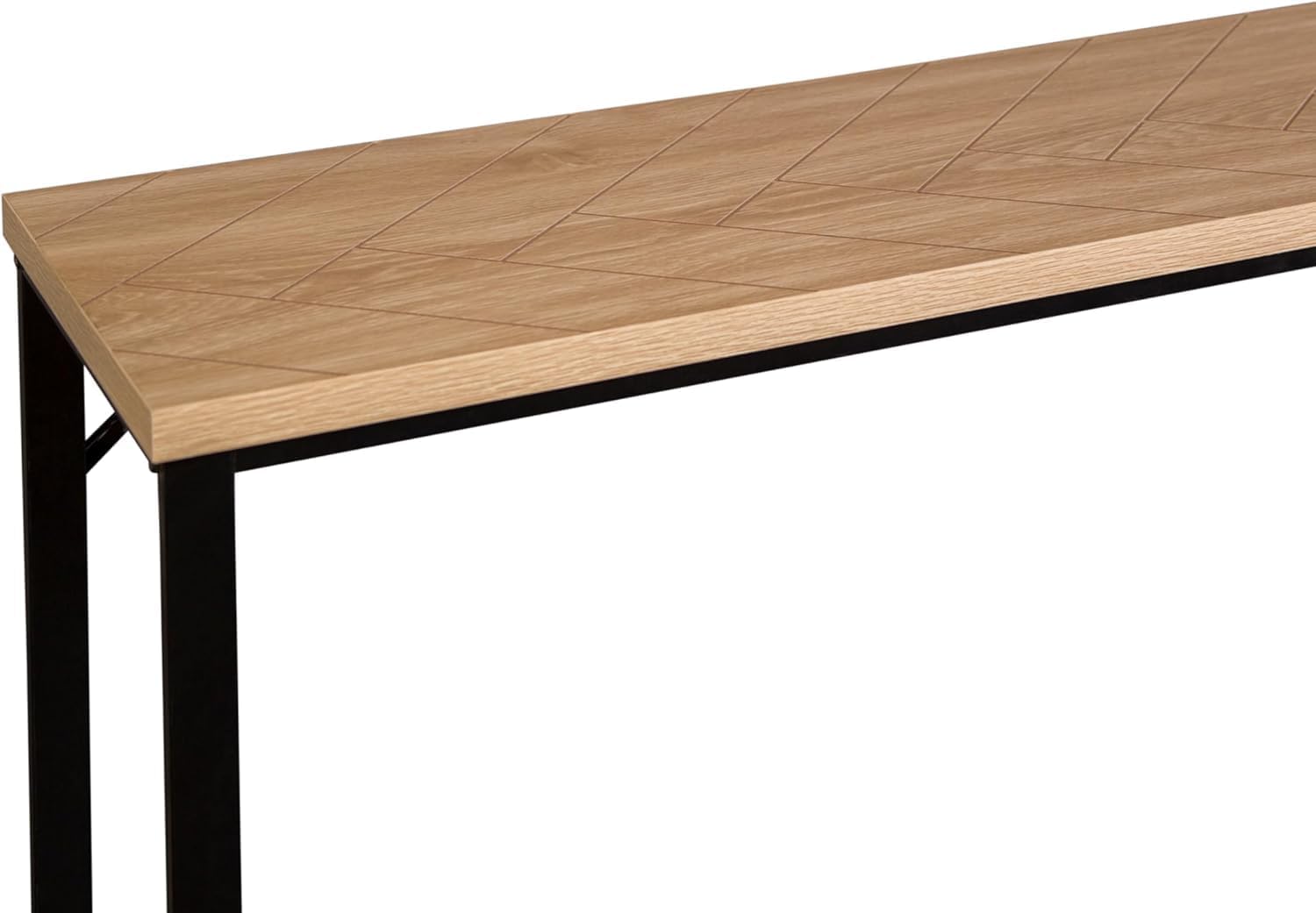 Bali Coastal Modern Console Table Natural Wood Top with Black Metal Legs