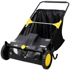 Hand Push Lawn Sweeper, 21 Inch Leaf & Grass Collector 3.5 cu. ft Hopper Bag Capacity. with Adjustable Brush Height