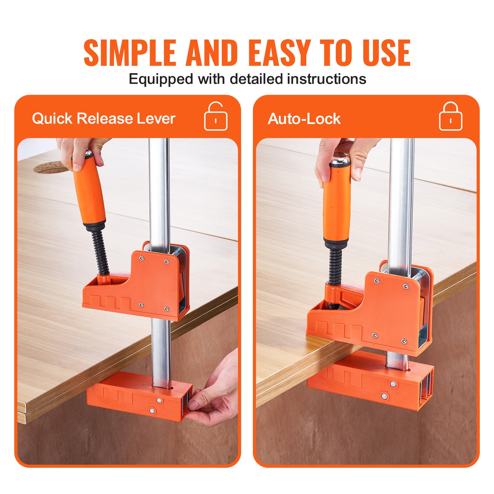 Bar Clamps for Woodworking, 2-Pack 50" Parallel Clamp Set, F Clamp with 1100 lbs Load Limit, Even Pressure, High-strength Plastic and Carbon Steel, Wood clamps for Woodworking Metal Working