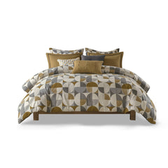 9 PCS King Jacquard Oversized Duvet Style Comforter Set Gold