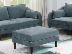 6pcs Modular Sofa Set 4x One Arm Chairs 1x Armless Chair 1x Ottoman Living Room Furniture Mineral Color Morgan Fabric