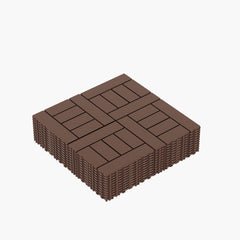 H Style 12" Patio Deck Tiles, DIY Module Interlocking Decking Tiles Floor Tile,Easy and Quick Installation Court Tiles for Porch Poolside Balcony Backyard 44pcs Red Brown