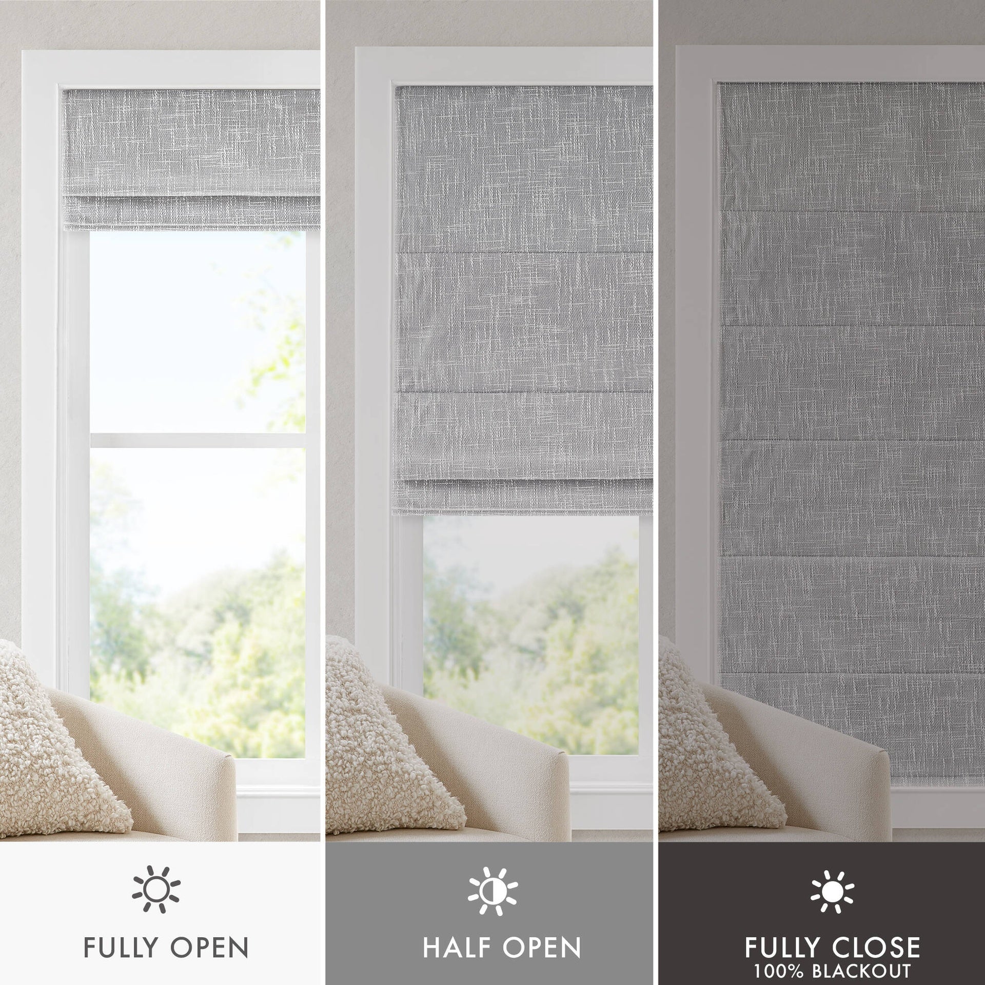 1-Piece 27x64" Total Blackout Cordless Roman Shade