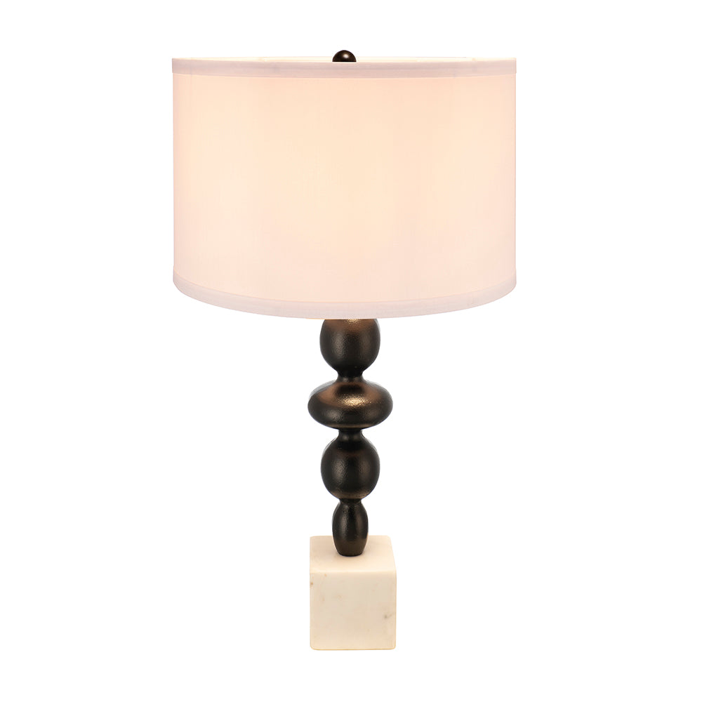 D15x29.5" Black and White Table Lamp with Round Four Tiered Body (Lamp Shade Assembly Required)