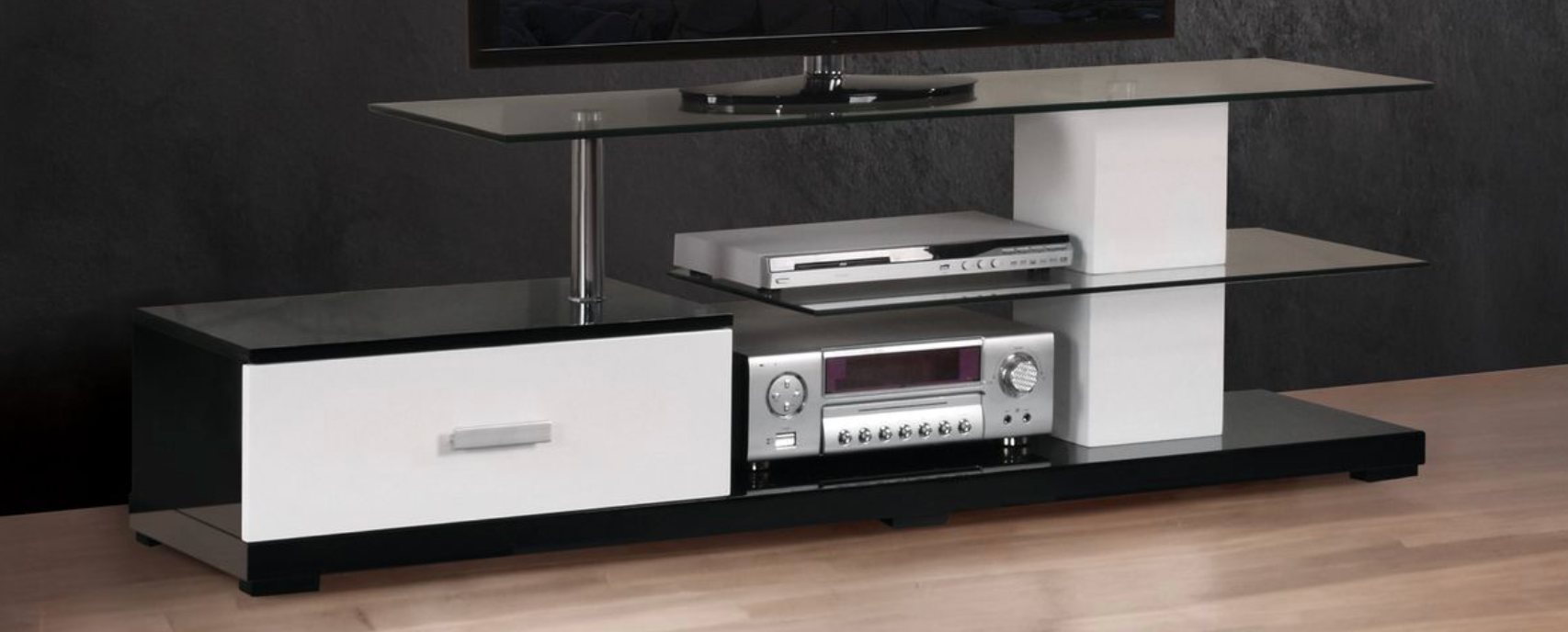 Ivana White & Black Finish TV Stand