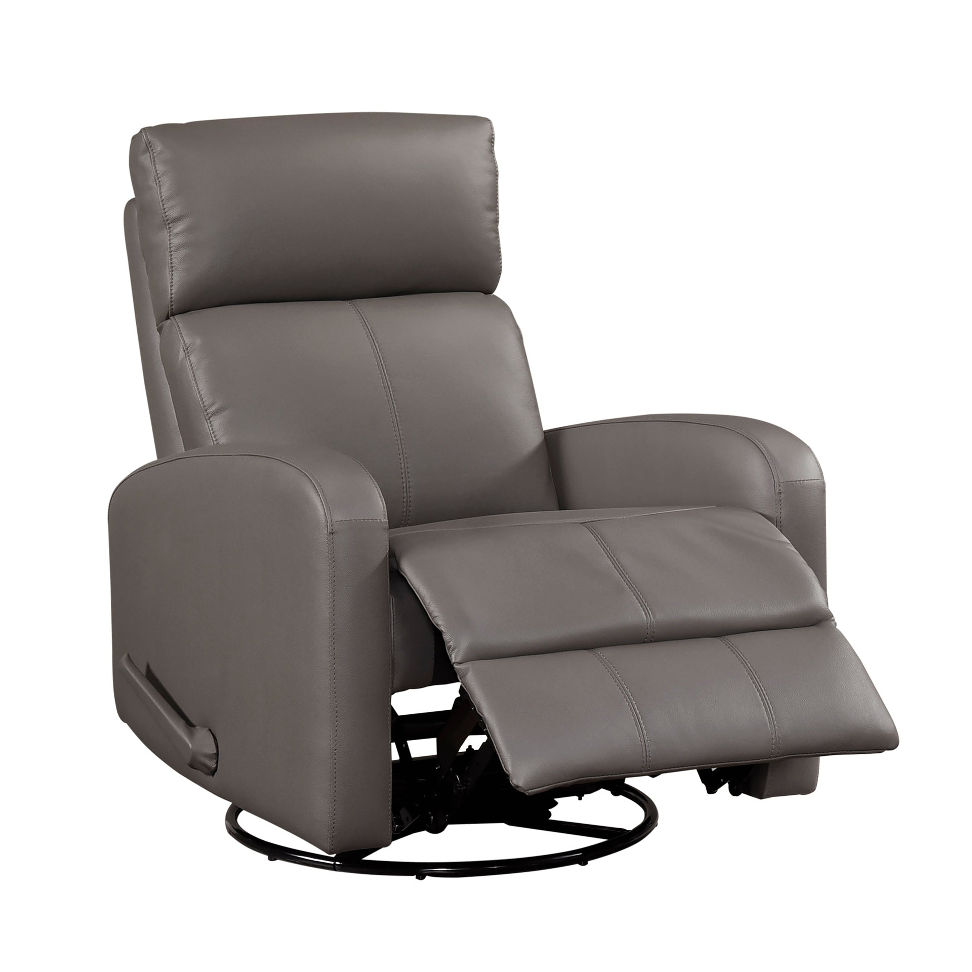 1pc Glider Recliner Chair with Swivel Motion Mocha Leather Upholstery Luxury Comfort Solid Wood Living Room Furniture