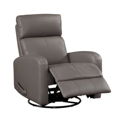 1pc Glider Recliner Chair with Swivel Motion Mocha Leather Upholstery Luxury Comfort Solid Wood Living Room Furniture