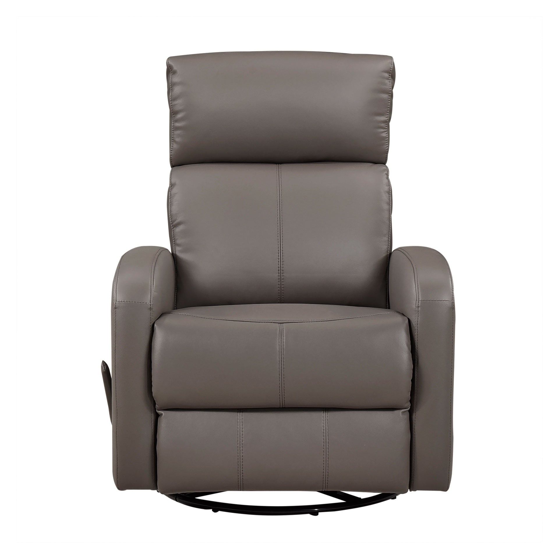 1pc Glider Recliner Chair with Swivel Motion Mocha Leather Upholstery Luxury Comfort Solid Wood Living Room Furniture
