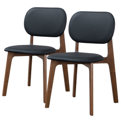 Kelsey  Black Leather Dining Chair (Set Of 2) 18.1"W x 21.1"D x 31.7"H