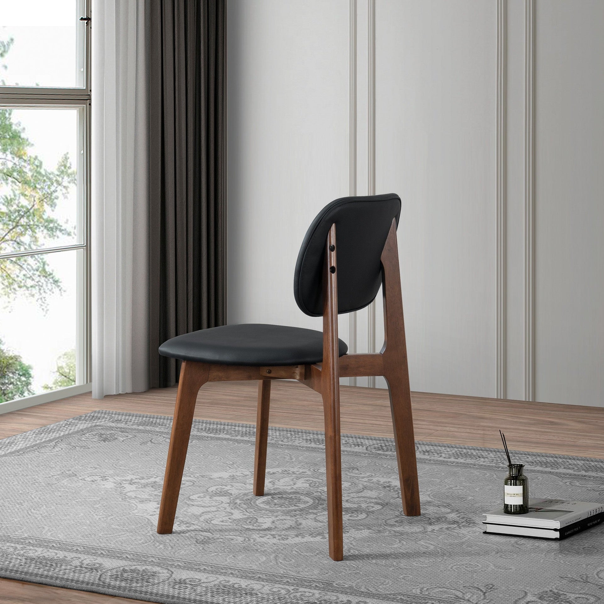 Kelsey  Black Leather Dining Chair (Set Of 2) 18.1"W x 21.1"D x 31.7"H