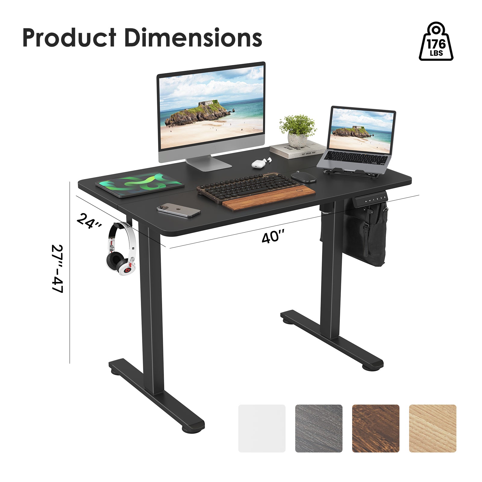 STARY Electric Standing Desk Adjustable Height Sit Stand Home Office Desk with Splice Board