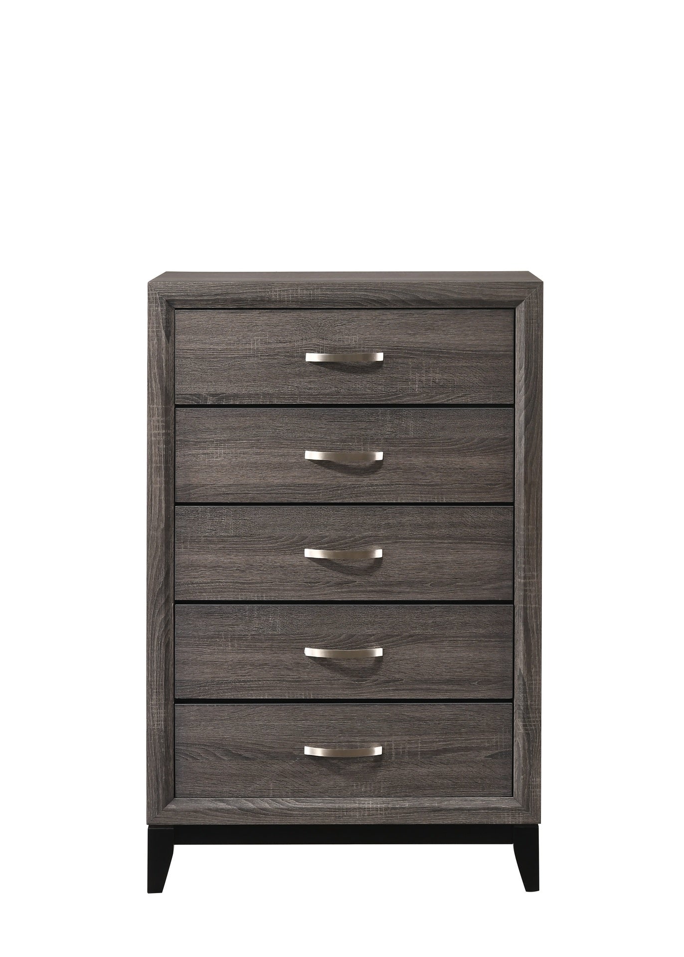 1pc Contemporary 5-Drawer Tall Chest Gray Finish Wooden Bedroom Furniture