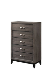 1pc Contemporary 5-Drawer Tall Chest Gray Finish Wooden Bedroom Furniture