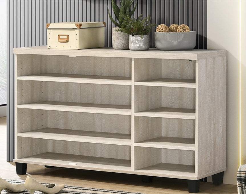 Cortona 45"W Dusty Gray Oak Finish 3-Door Shoe Cabinet