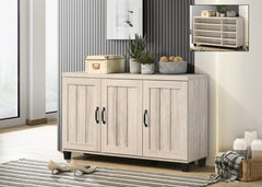 Cortona 45"W Dusty Gray Oak Finish 3-Door Shoe Cabinet